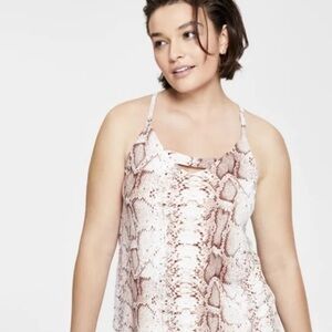 Bar III Snakeskin White Leg Palazzo Strappy Top Two Piece Pant Set SZ XL